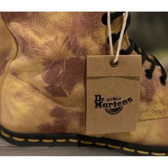 Dr Martens Womens 1460 Pascal Tie Dye Leather Lace Up Boots Size 7 NEW Camo Tan - Picture 8 of 14